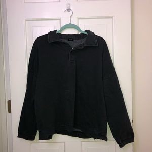 Henley Style Collared Pull Over Sweatshirt